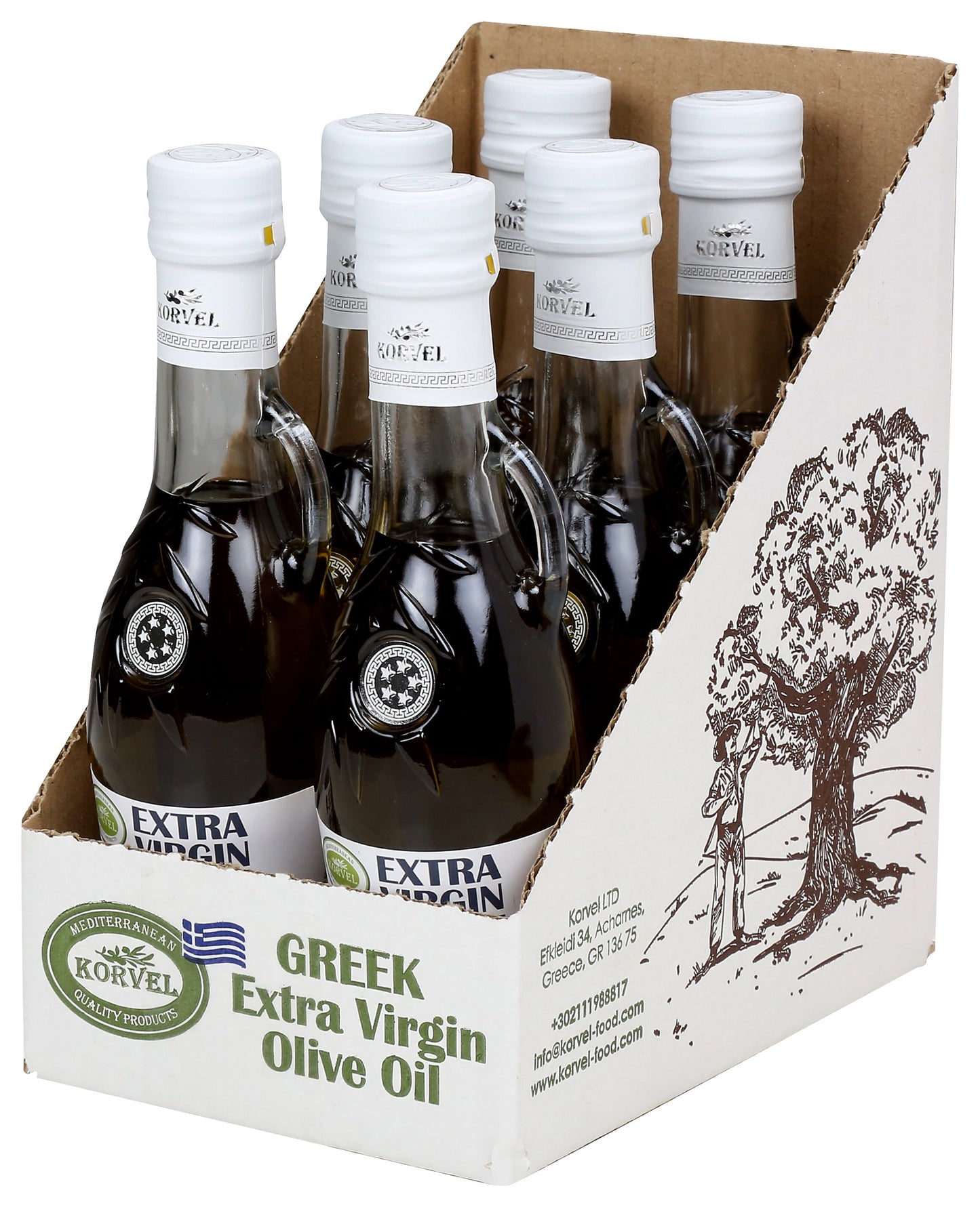 KORVEL Greek Extra Virgin Olive Oil, Amphora 8.45 fl oz - 2 pack