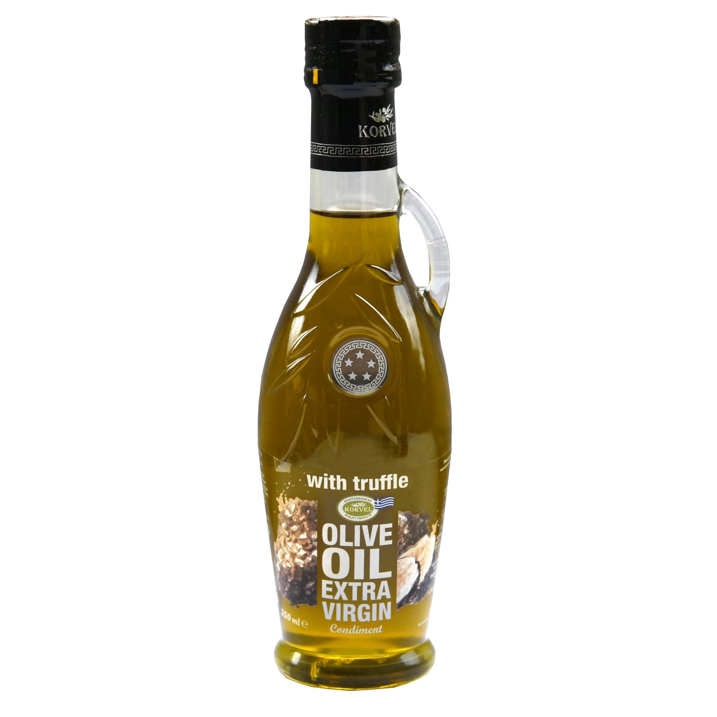 KORVEL Greek Extra Virgin Olive Oil with Truffle-flavored, Amphora 8.45 fl oz - 2 pack