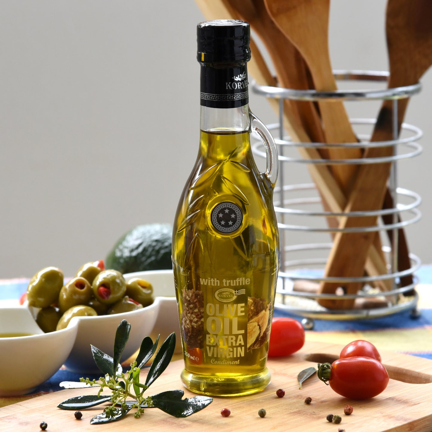 KORVEL Greek Extra Virgin olive oil collection, Amphora 8.45 fl oz - 4 pack