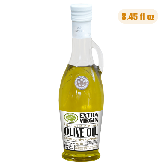 KORVEL Greek Extra Virgin olive oil collection, Amphora 8.45 fl oz - 4 pack