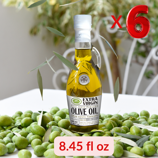KORVEL Greek Extra Virgin Olive Oil, Amphora 8.45 fl oz - 6 pack
