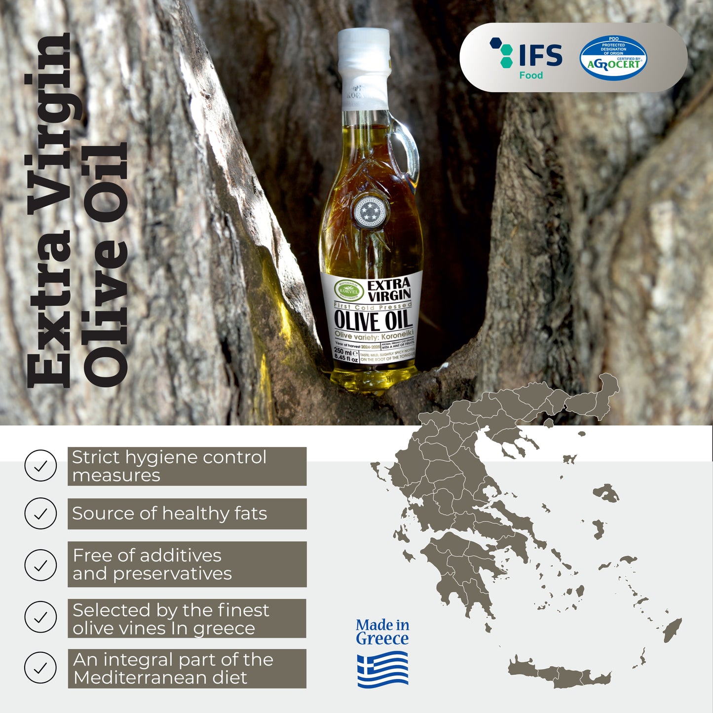 KORVEL Greek Extra Virgin Olive Oil, Amphora 8.45 fl oz