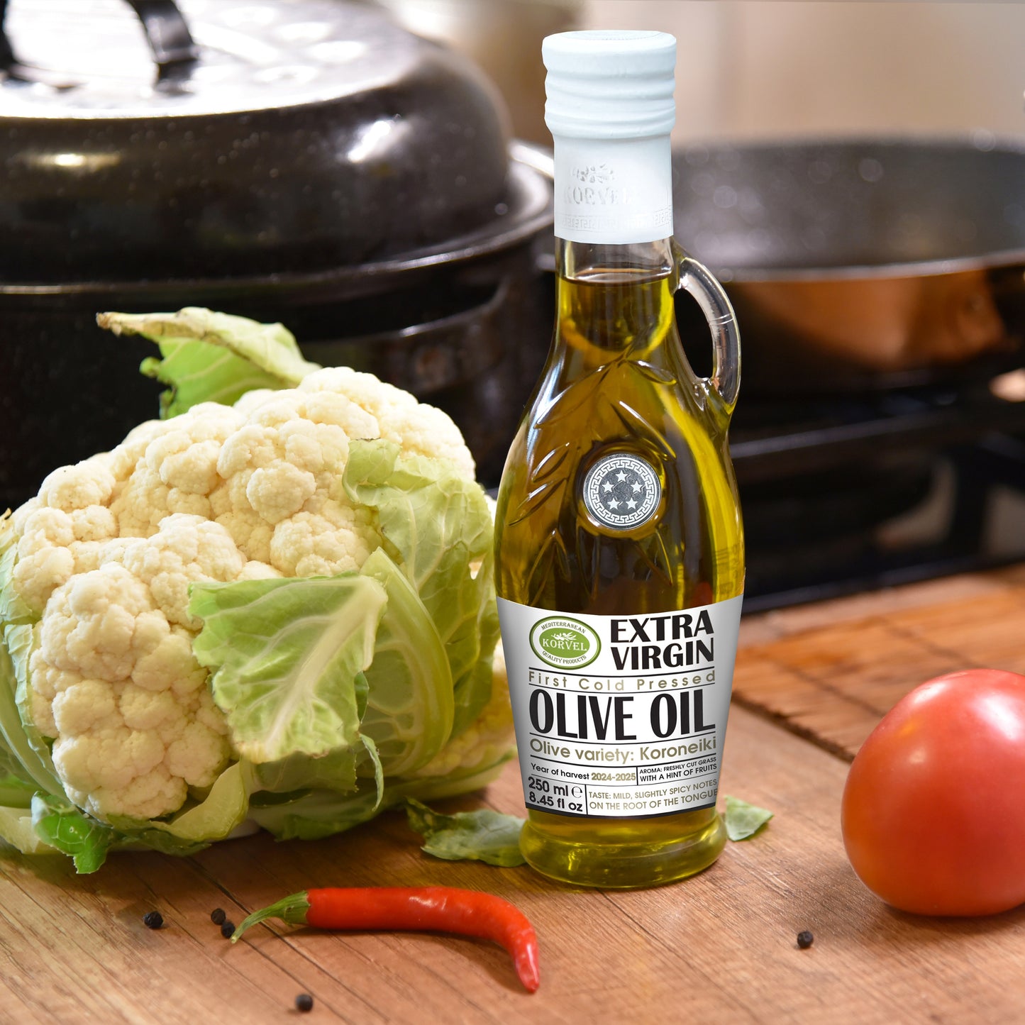 KORVEL Greek Extra Virgin Olive Oil, Amphora 8.45 fl oz - 2 pack