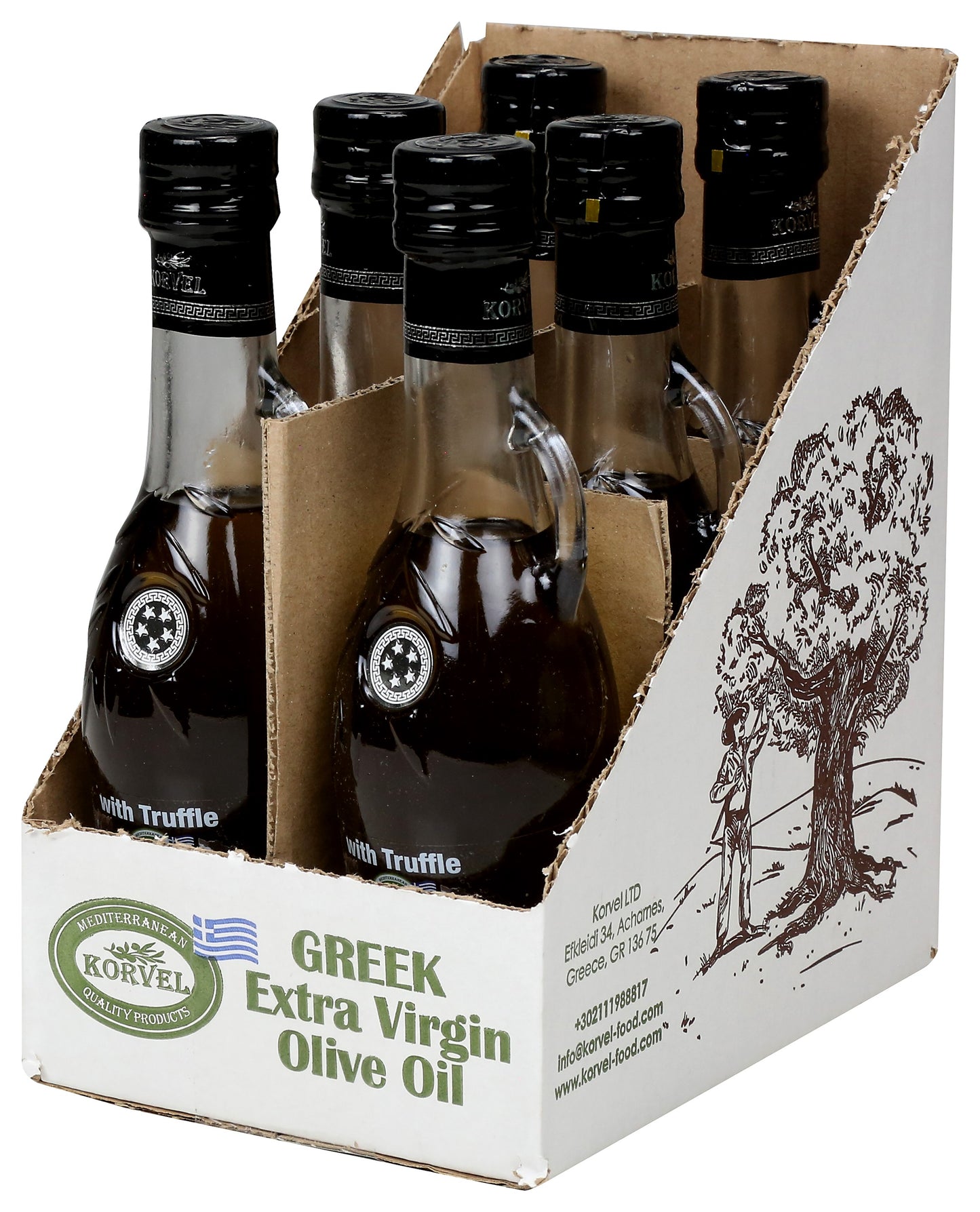 KORVEL Greek Extra Virgin Olive Oil with Truffle-flavored, Amphora 8.45 fl oz - 2 pack