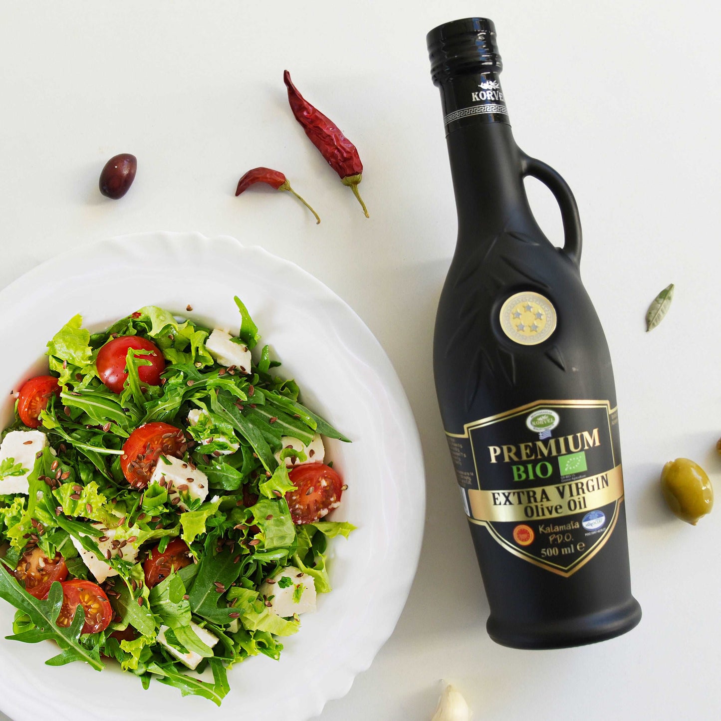 KORVEL Greek Premium BIO EVOO PDO Kalamata 16.9 FL OZ