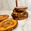 Olive Wood Coaster Set with Holder - 7 Pcs