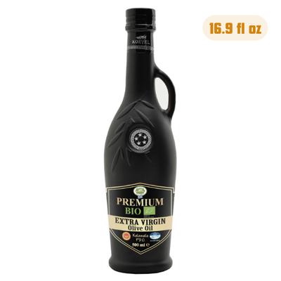 KORVEL Greek Extra Virgin Olive Oil Organic Premium PDO Kalamata, black Amphora 16.9 fl oz